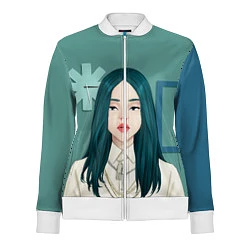 Олимпийка женская Billie Eilish: Turquoise Hair, цвет: 3D-белый