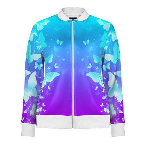 Женская олимпийка НЕОНОВЫЕ БАБОЧКИ / 3D-Белый – фото 1