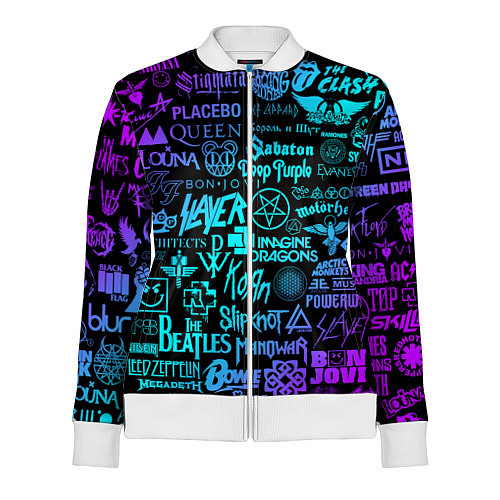 Женская олимпийка ЛОГОТИПЫ РОК ГРУПП / 3D-Белый – фото 1