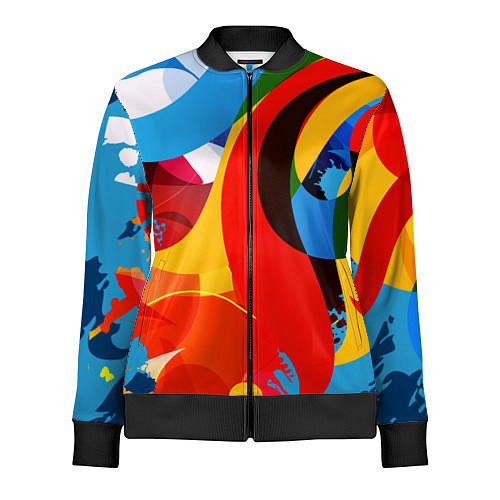 Женская олимпийка Цветы Краски Эмоции / 3D-Черный – фото 1