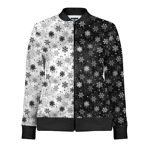 Женская олимпийка Чёрно-Белые Снежинки / 3D-Черный – фото 1