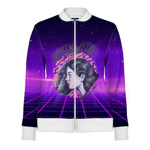 Женская олимпийка Девушка - пантера StayWild / 3D-Белый – фото 1