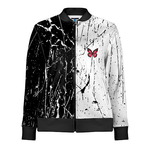 Женская олимпийка ЧБ ГРАНЖ RED BUTTERFLY Z / 3D-Черный – фото 1