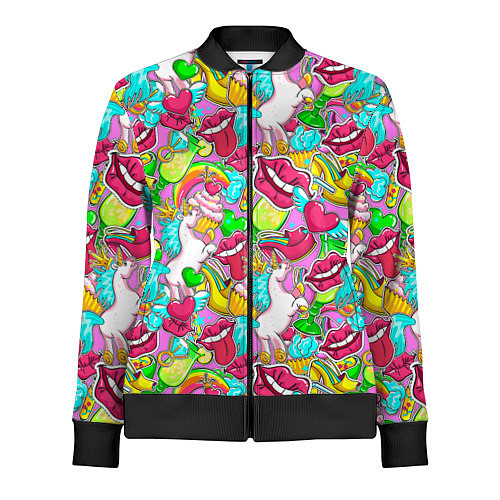 Женская олимпийка Губы фреш / 3D-Черный – фото 1