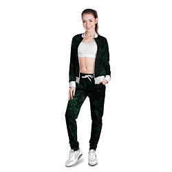 Олимпийка женская Темно-зеленый мраморный узор, цвет: 3D-белый — фото 2