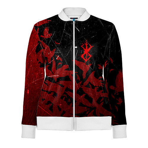 Женская олимпийка БЕРСЕРК КЛЕЙМО ЛОГО СТАЯ ВОРОН, RED CROW / 3D-Белый – фото 1