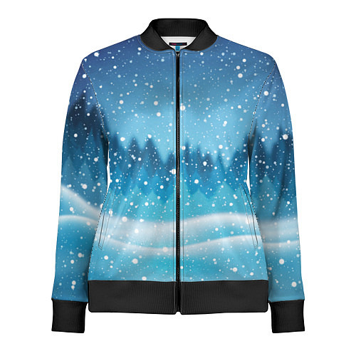 Женская олимпийка ЗИМНИЙ ЛЕС WINTER FOREST / 3D-Черный – фото 1