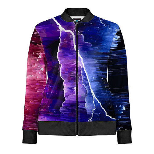 Женская олимпийка Космическая молния, глитч / 3D-Черный – фото 1