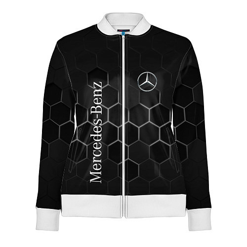 Женская олимпийка Mercedes-Benz black соты / 3D-Белый – фото 1