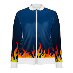 Олимпийка женская Пламя огня синий фон, цвет: 3D-белый