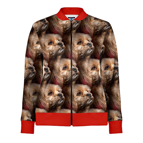 Женская олимпийка Мордочка песика / 3D-Красный – фото 1