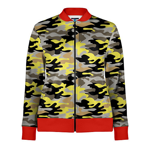 Женская олимпийка Желтый, Черный, Серый, Модный камуфляж / 3D-Красный – фото 1