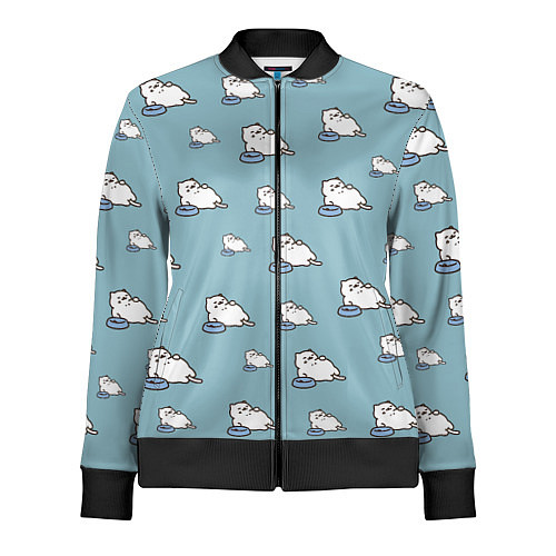 Женская олимпийка Котик обжорик / 3D-Черный – фото 1