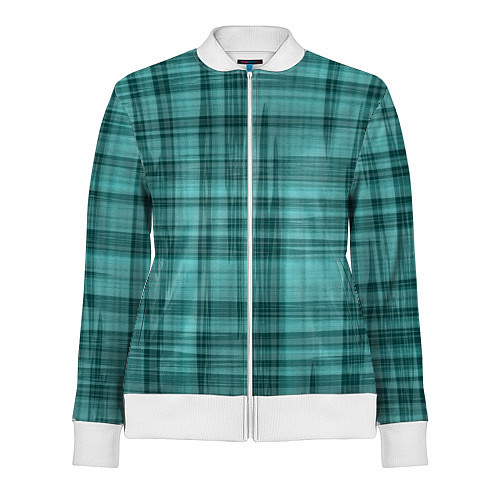 Женская олимпийка Клетчатый узор цвета морской волны checkered patte / 3D-Белый – фото 1