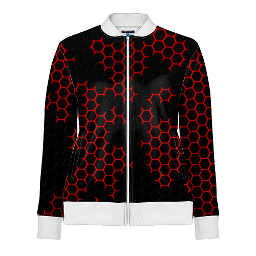 Женская олимпийка НАНОКОСТЮМ Black and Red Hexagon Гексагоны / 3D-Белый – фото 1