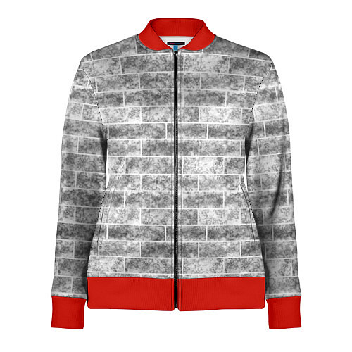 Женская олимпийка Серая кирпичная стена стиль лофт / 3D-Красный – фото 1