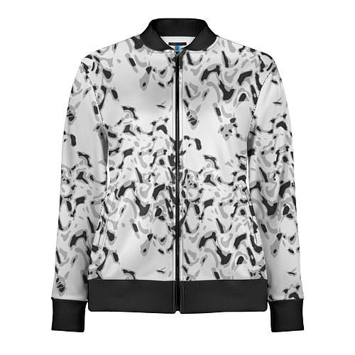 Женская олимпийка Пятнистый абстрактный узор в светло-серых тонах / 3D-Черный – фото 1