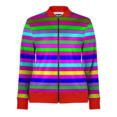 Женская олимпийка Multicolored neon bright stripes / 3D-Красный – фото 1