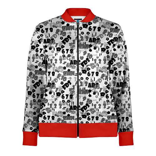 Женская олимпийка Black and white alphabet and numbers / 3D-Красный – фото 1