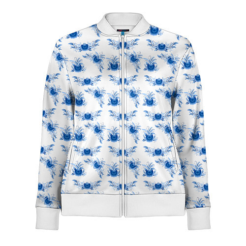 Женская олимпийка Blue floral pattern / 3D-Белый – фото 1