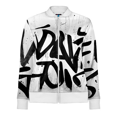 Женская олимпийка Крупные граффити надписи / 3D-Белый – фото 1