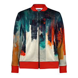 Олимпийка женская Красочные полосы в стиле гранж, цвет: 3D-красный