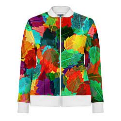 Олимпийка женская Colored leaves, цвет: 3D-белый