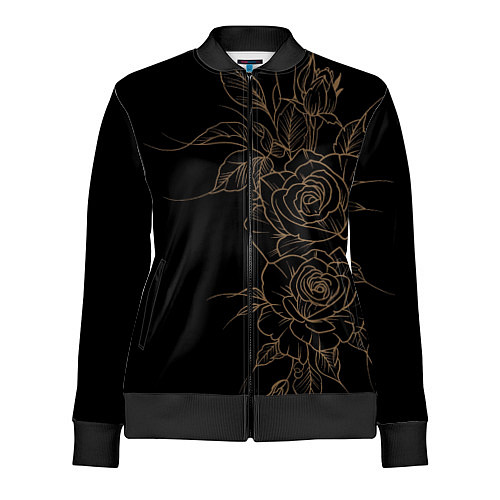Женская олимпийка Элегантные розы на черном фоне / 3D-Черный – фото 1