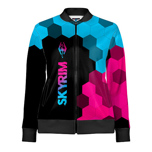 Женская олимпийка Skyrim - neon gradient: по-вертикали / 3D-Черный – фото 1