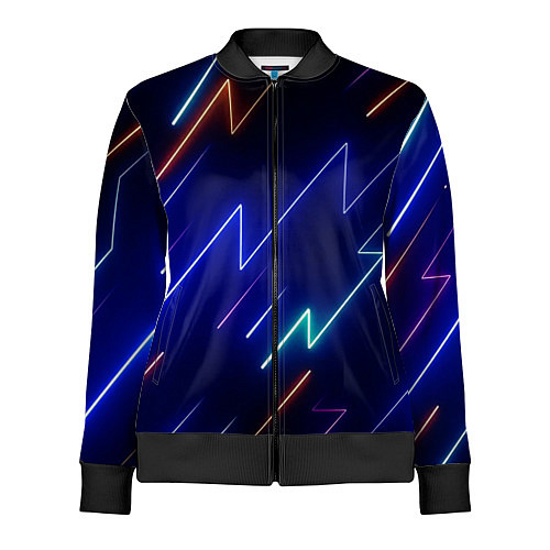 Женская олимпийка Неоновые изогнутые линии / 3D-Черный – фото 1