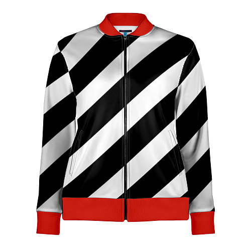 Женская олимпийка Черно белые полоски / 3D-Красный – фото 1