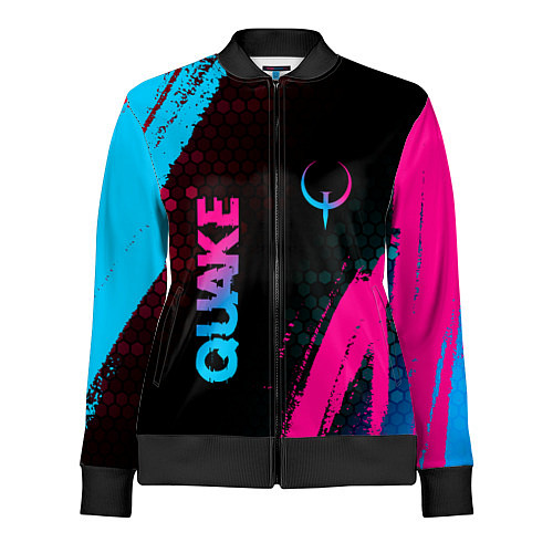 Женская олимпийка Quake - neon gradient: надпись, символ / 3D-Черный – фото 1