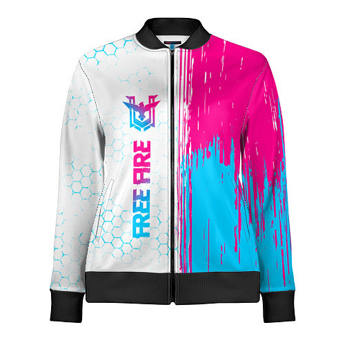 Женская олимпийка Free Fire neon gradient style: по-вертикали / 3D-Черный – фото 1