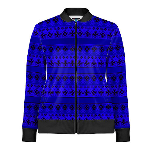 Женская олимпийка Скандинавский орнамент Синий кобальт / 3D-Черный – фото 1