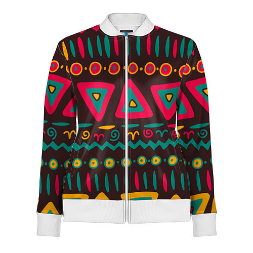 Женская олимпийка Разнообразный узор - треугольники, линии и круги / 3D-Белый – фото 1