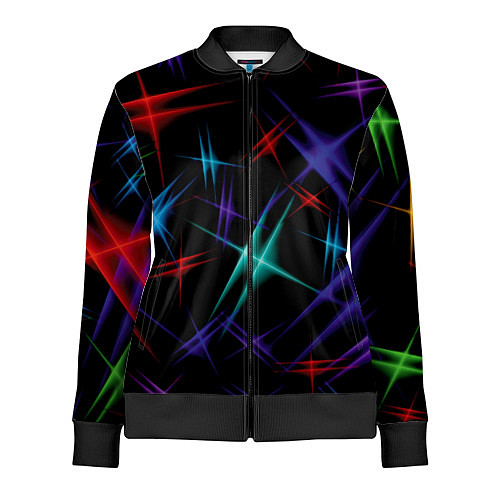 Женская олимпийка Разноцветные лучи / 3D-Черный – фото 1