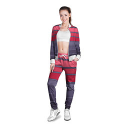 Олимпийка женская Полосатый красно -серый, цвет: 3D-белый — фото 2