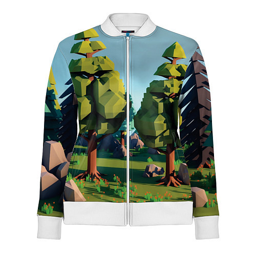 Женская олимпийка Воксельный лес / 3D-Белый – фото 1