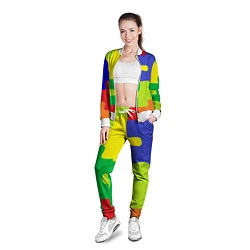 Олимпийка женская Пазлы разноцветные, цвет: 3D-белый — фото 2