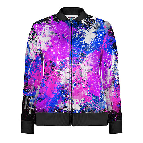 Женская олимпийка Разбрызганная фиолетовая краска - темный фон / 3D-Черный – фото 1