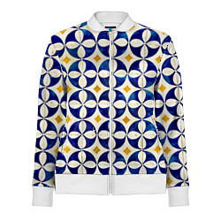 Олимпийка женская Бело-синяя лепестковая текстура, цвет: 3D-белый