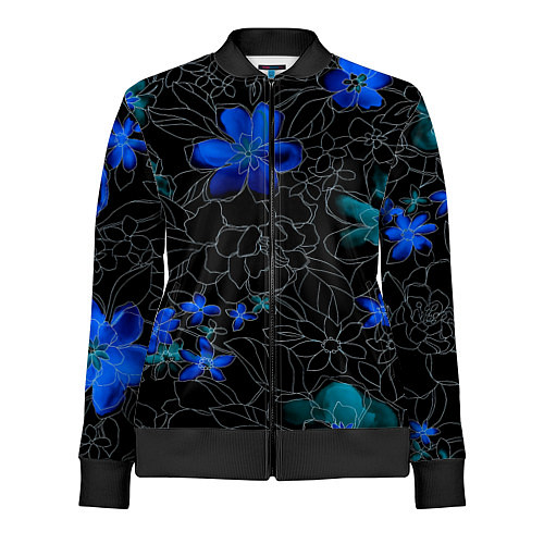 Женская олимпийка Неоновые цветы / 3D-Черный – фото 1