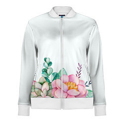 Олимпийка женская Цветы нарисованные акварелью - снизу, цвет: 3D-белый