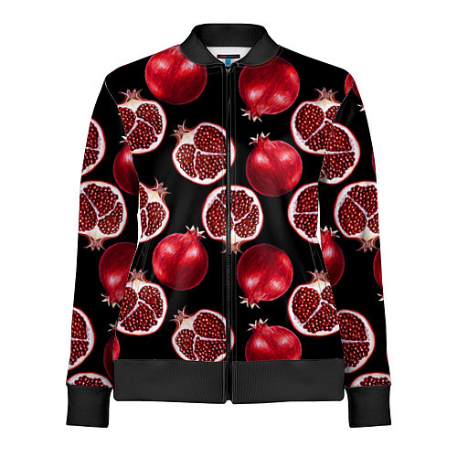 Женская олимпийка Гранаты на черном фоне - паттерн / 3D-Черный – фото 1