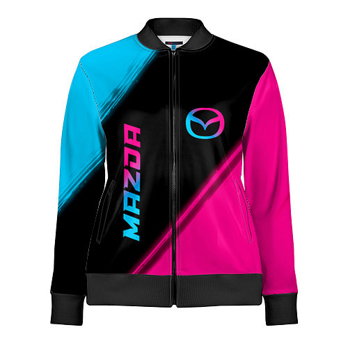 Женская олимпийка Mazda - neon gradient: надпись, символ / 3D-Черный – фото 1