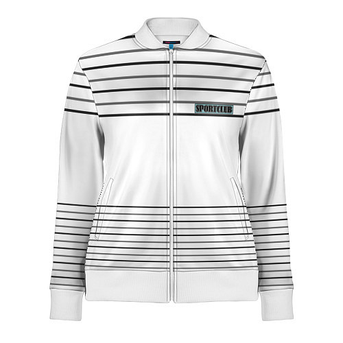 Женская олимпийка Черно белый полосатый узор с лейблом спортклуб / 3D-Белый – фото 1