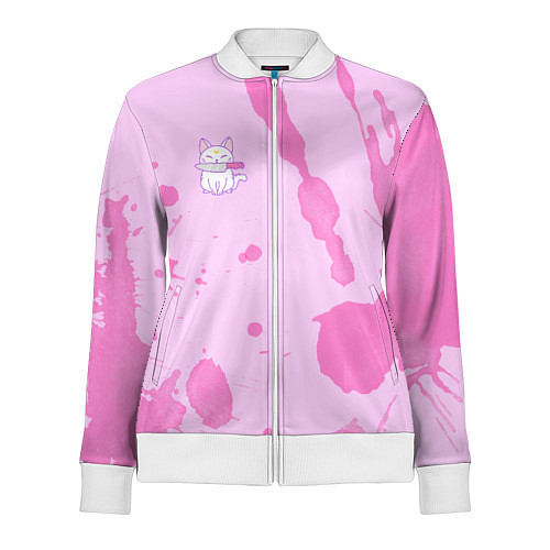 Женская олимпийка Котик и ножик / 3D-Белый – фото 1