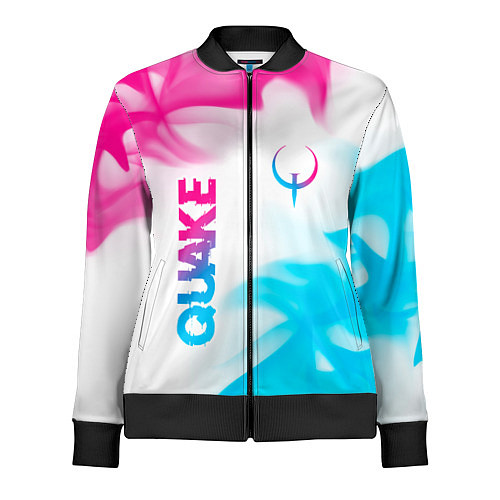 Женская олимпийка Quake neon gradient style: надпись, символ / 3D-Черный – фото 1
