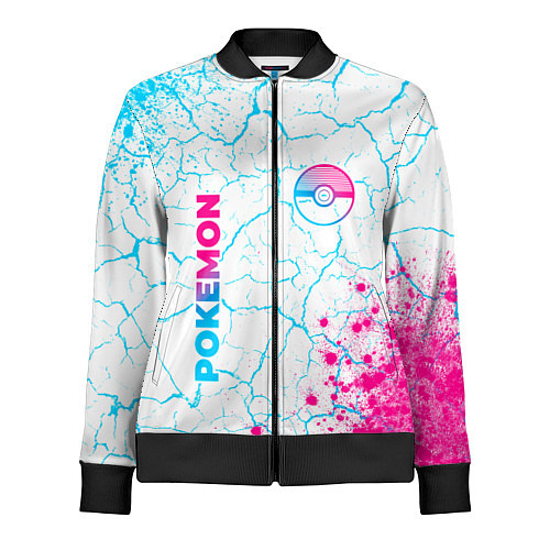 Женская олимпийка Pokemon neon gradient style: надпись, символ / 3D-Черный – фото 1