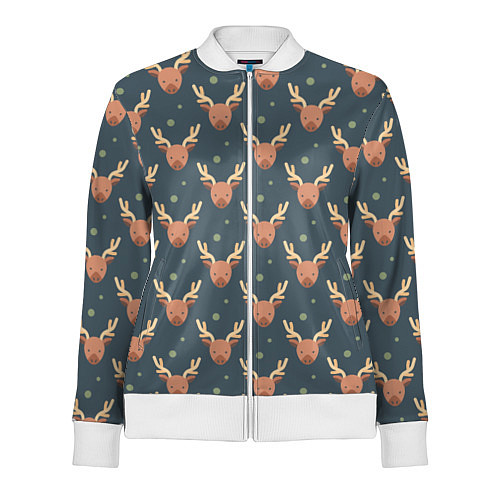 Женская олимпийка Паттерн милый лось / 3D-Белый – фото 1